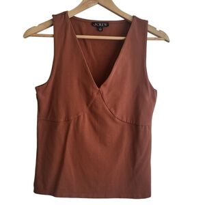 J Crew V-Neck Sleeveless Pullover Top Cotton Brown Womens S
